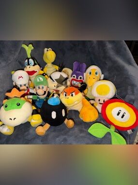 Super Mario Bros Lot of 12 Plush Morton Jr Nabbit Iggy Boom Bomb Bowser Jr Luigi